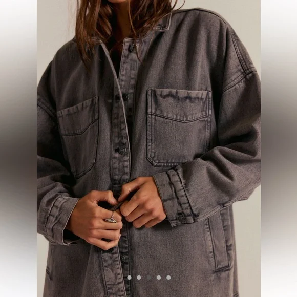 NWT Free People We The Free Madison City Denim Jacket, Washed Black - XS - Picture 3 of 9